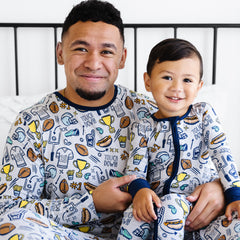 Daddy and Me matching in Game Day printed pajamas