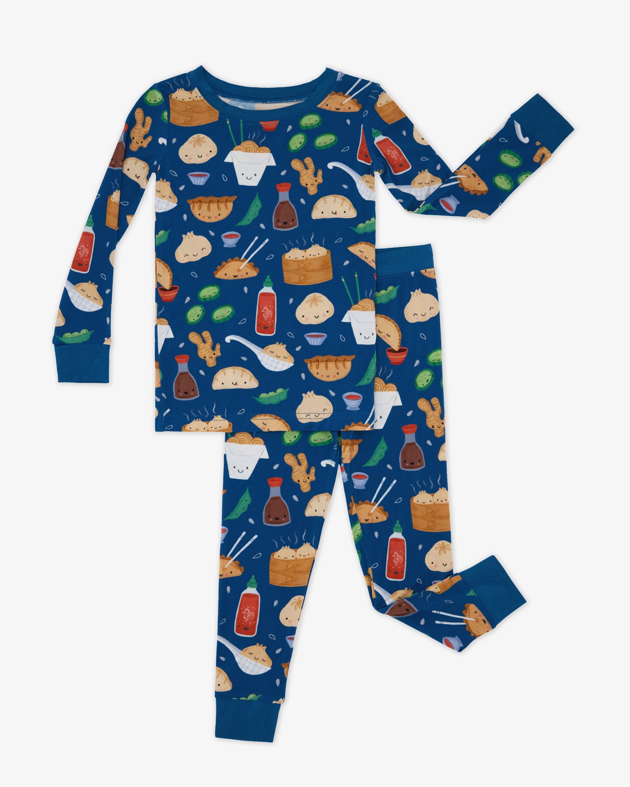 Flat lay of the Bao Buddies Two-Piece Pajama Set