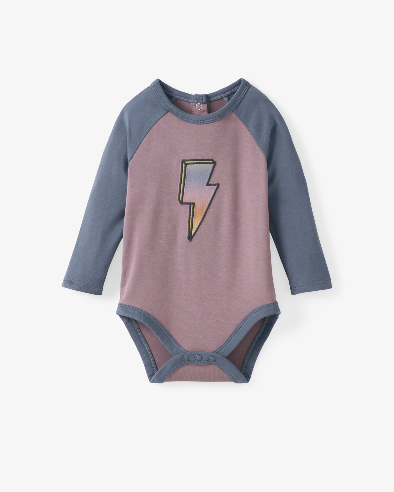 Flat lay of the Bolt Raglan Bodysuit
