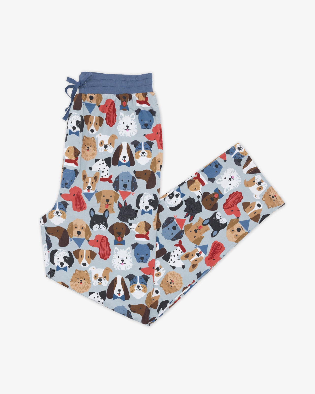 Flat lay of the Gray Puppy Parade Men's Pajama Pants
