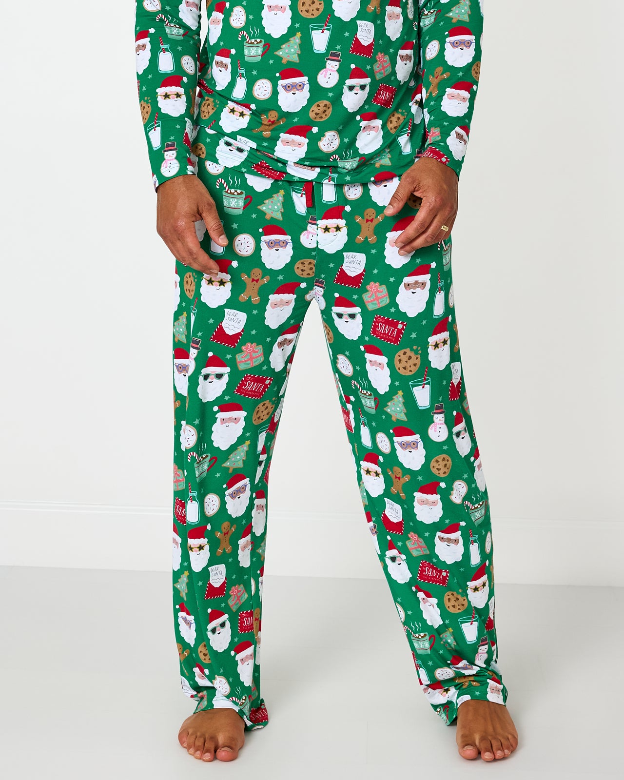 Man wearing the Cookies for Santa Men's Pajama Pants