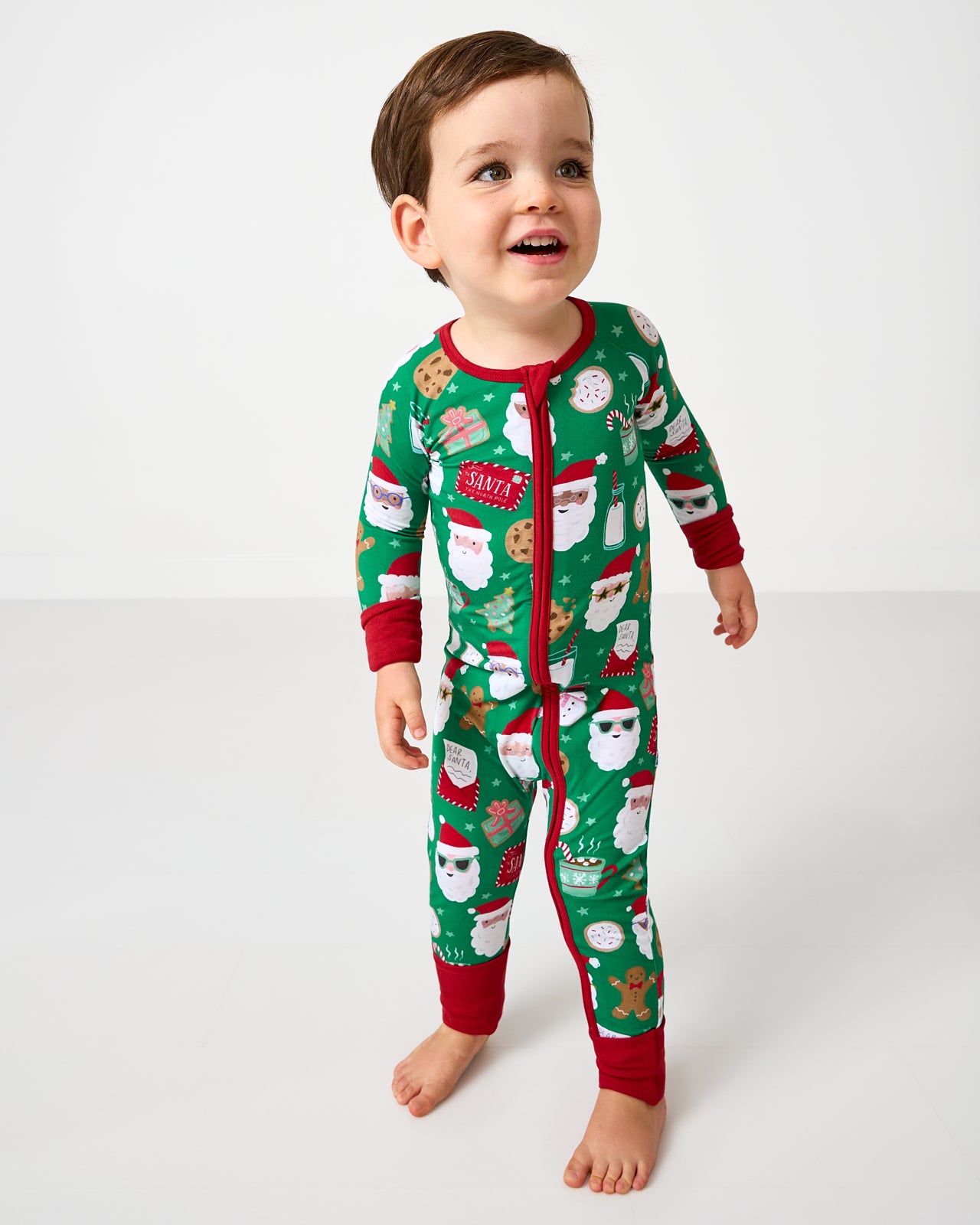 Standing boy wearing the Cookies for Santa Zippy