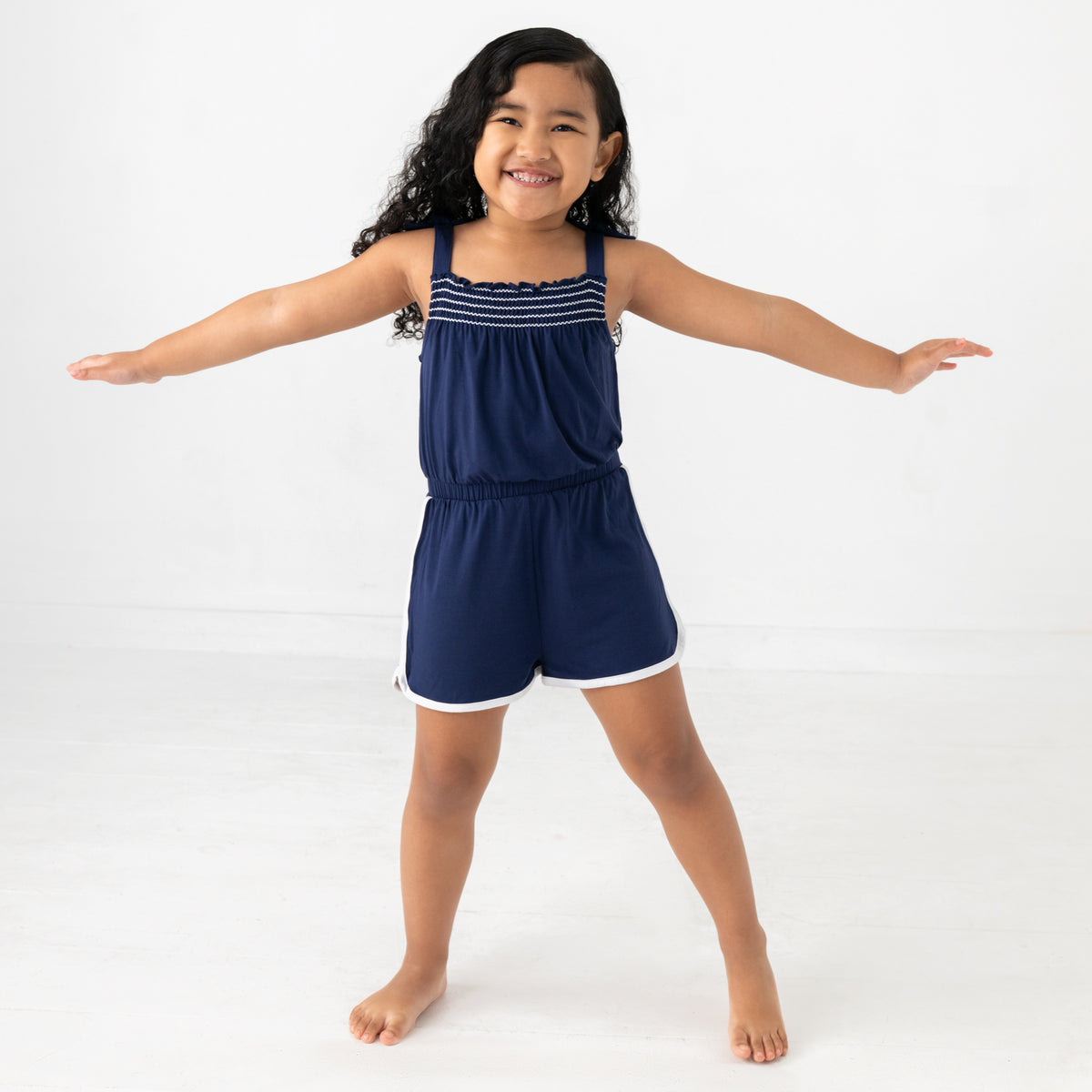 Classic Navy Smocked Romper – Little Sleepies
