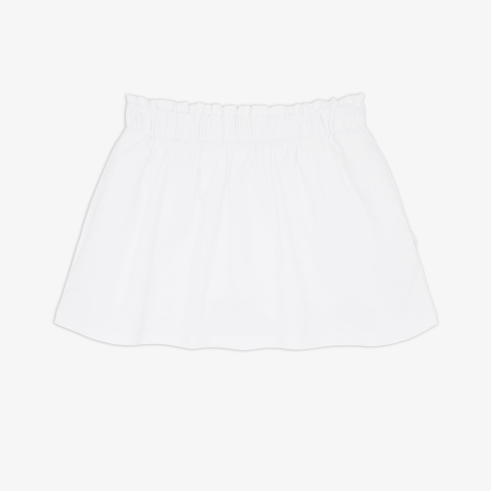 Flat lay of the Bright White Denim Skort
