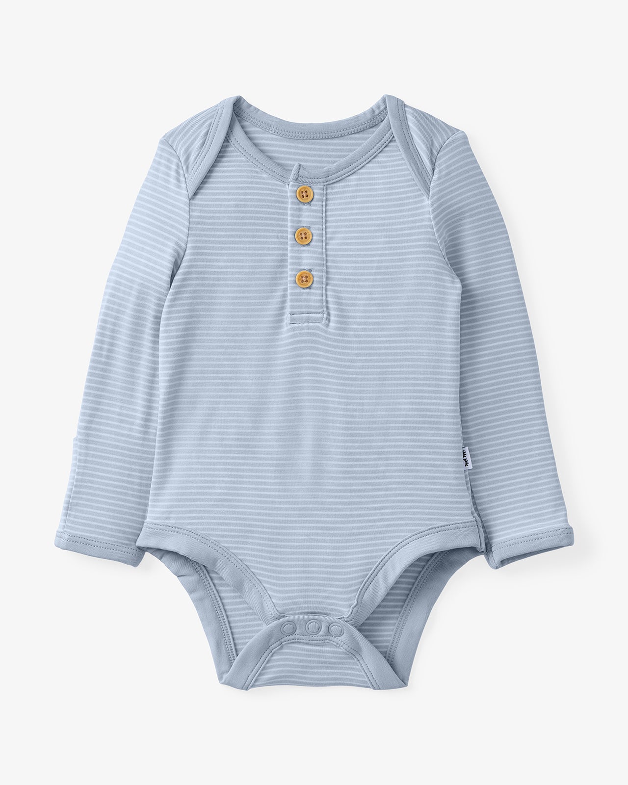 Flat lay of the Light Fog Stripe Henley Bodysuit