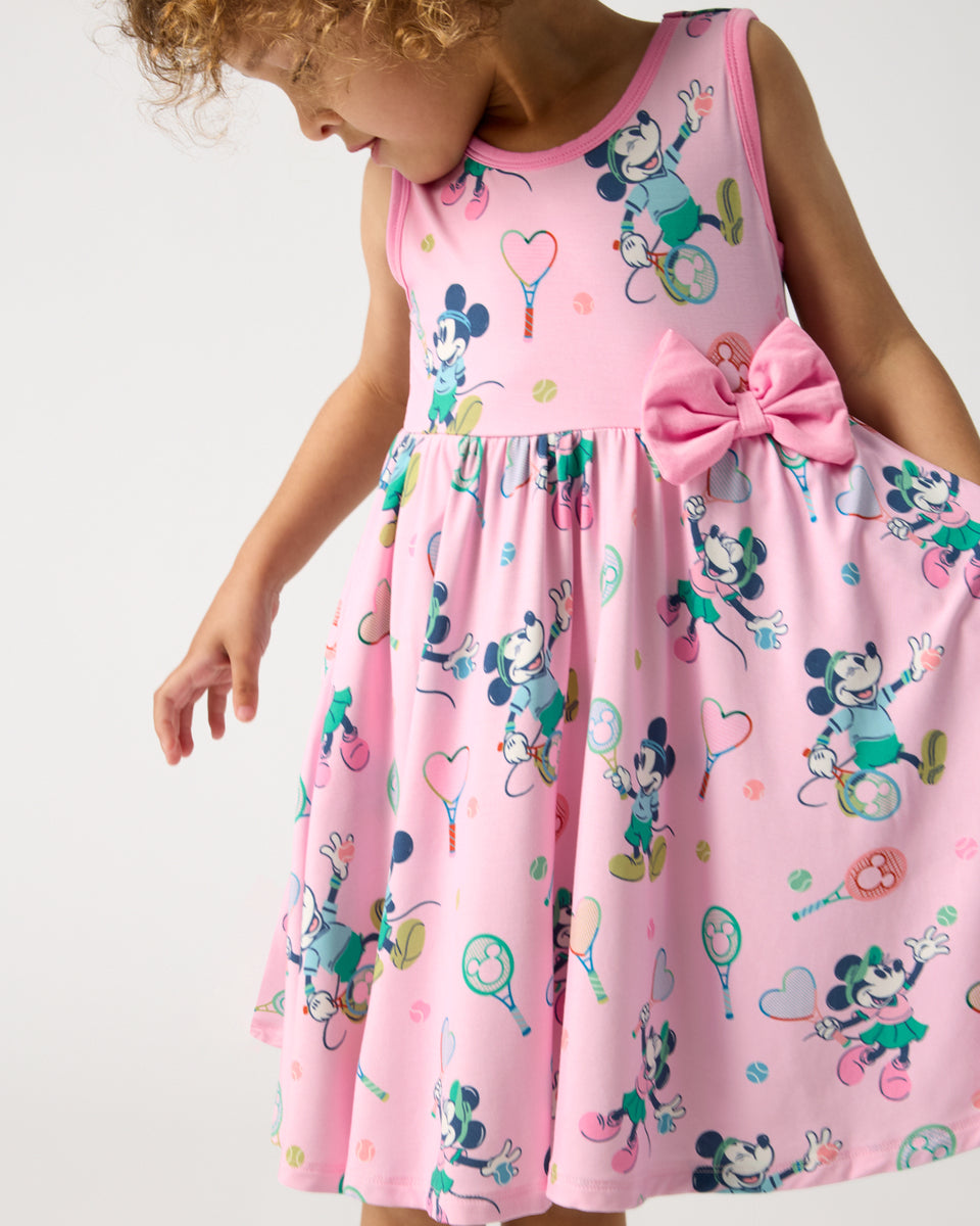 Girls Disney Mickey & Minnie Tennis Match Pink Bamboo Twirl Dress 6