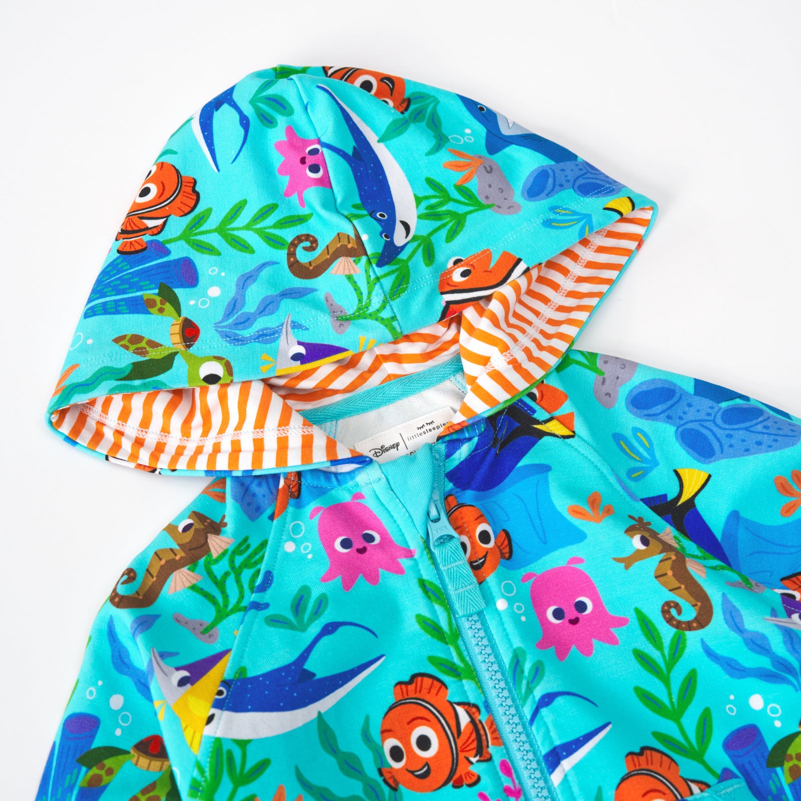 Flat lay of the hoodie feature Disney Nemo's Reef Zip Hoodie