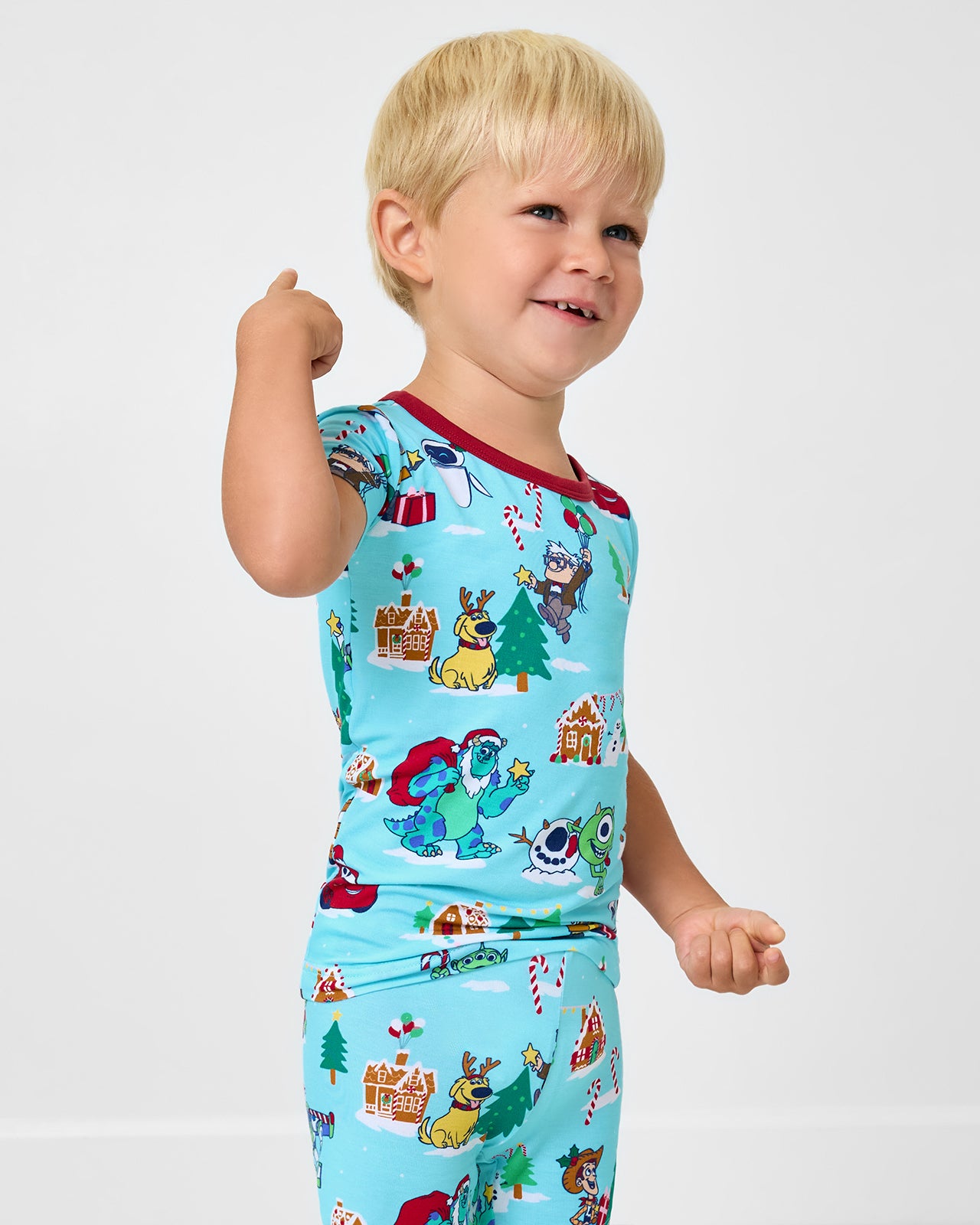 Alternate of boy wearing the Disney & Pixar Christmas Village Two-Piece Short Sleeve & Shorts Pajama Set