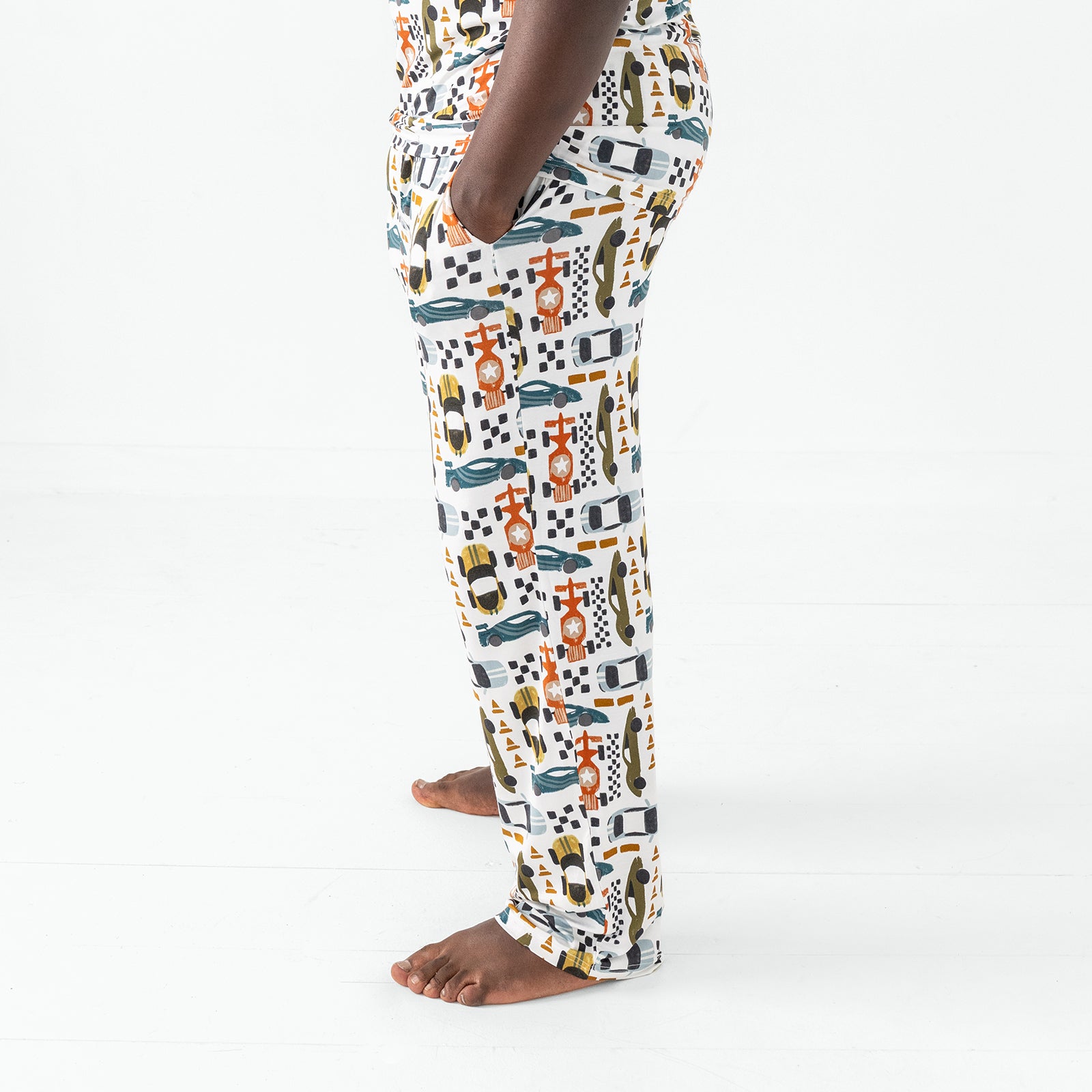 Side view of man wearing the Fast Lane Men's Pajama Pants