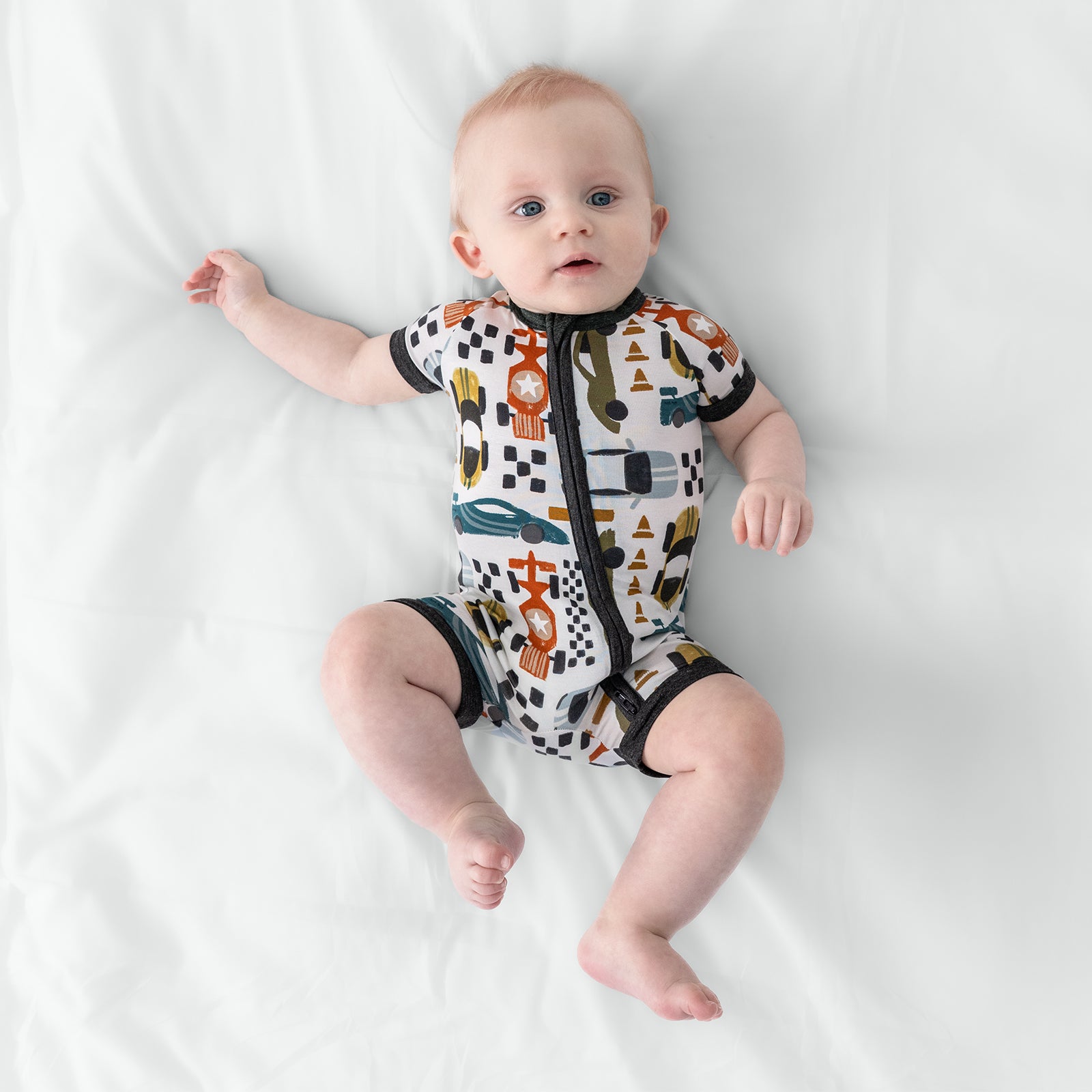 Arial view of child wearing the Fast Lane Shorty Zippy