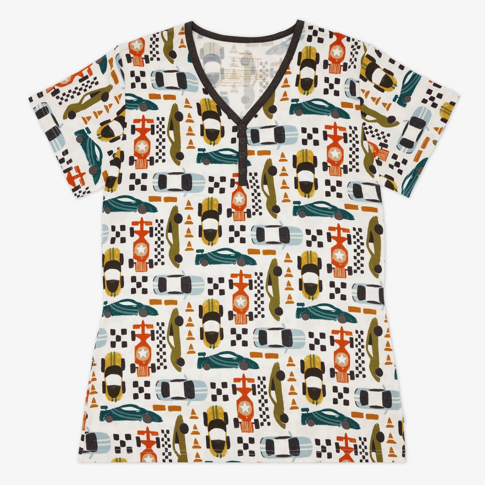 Flat lay of the Fast Lane Women's Short Sleeve Pajama Top