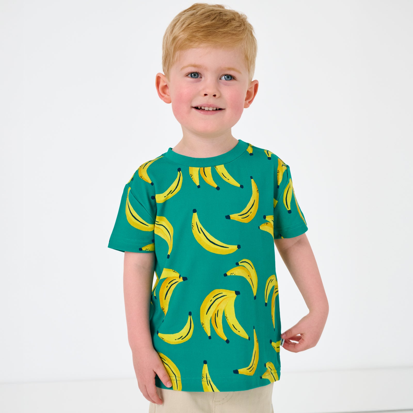 Close up of child wearing the Go Bananas Relaxed Tee