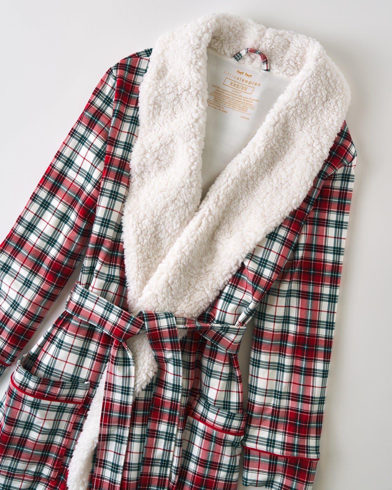 Alternate flat lay of the Holly Plaid Cozy Robe