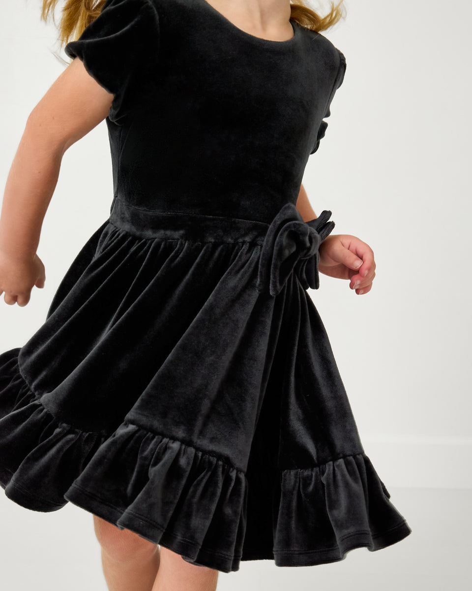 how to accessorize a black sequin dress Black Velvet Tiered Bow Trim Dress