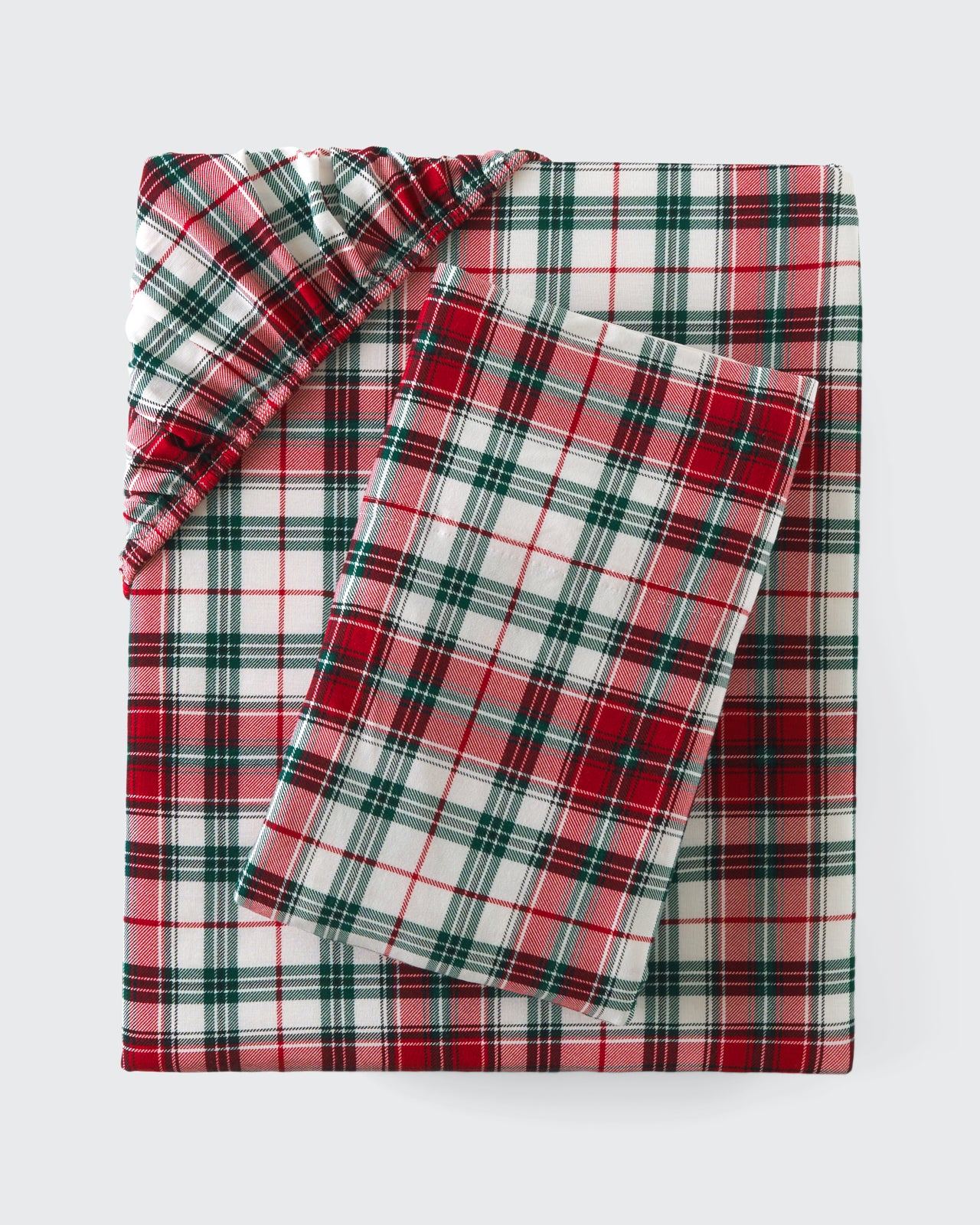 Flat lay of the Holly Plaid Twin Sheet Set