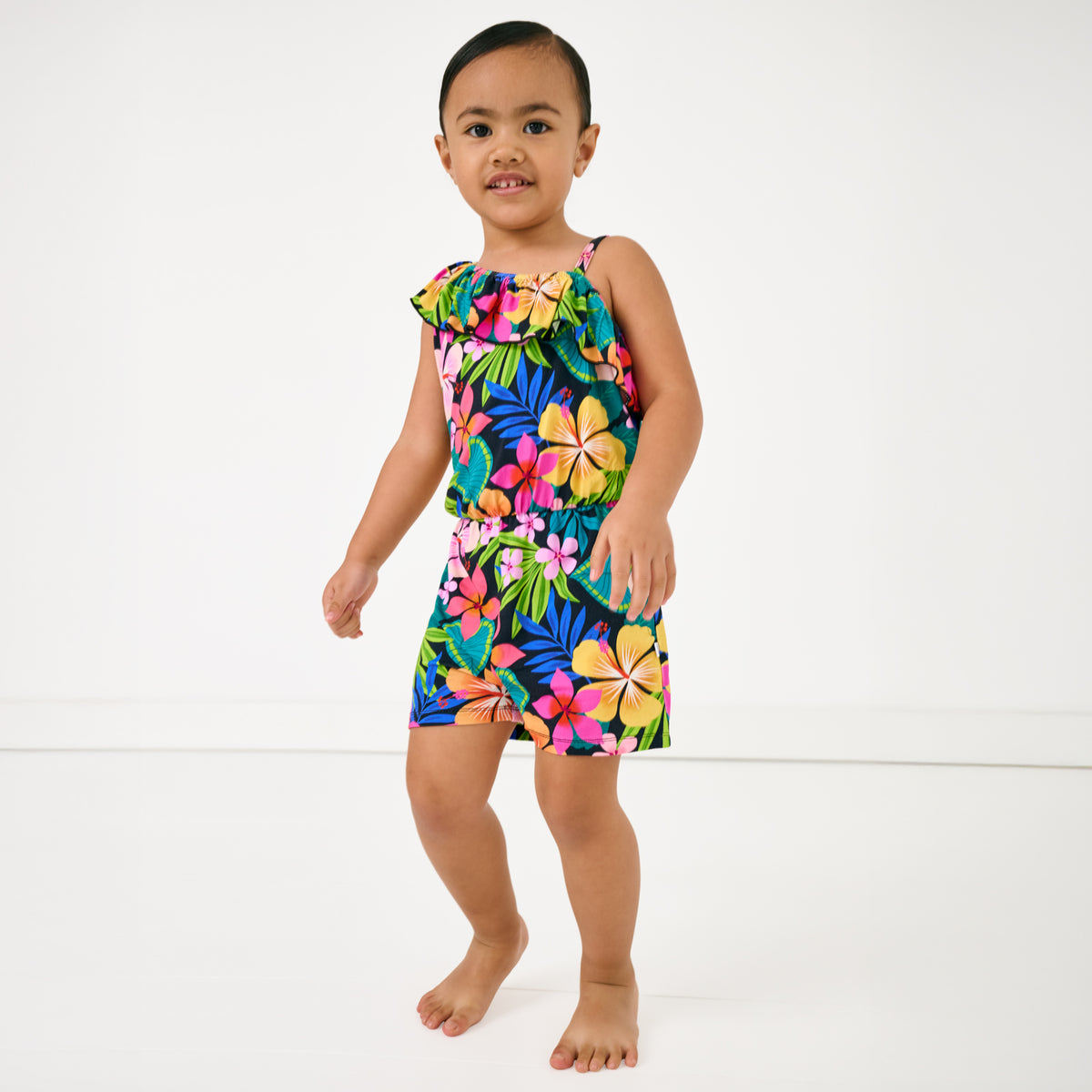 Jungle Blooms Asymmetrical Romper 3T | Little Sleepies
