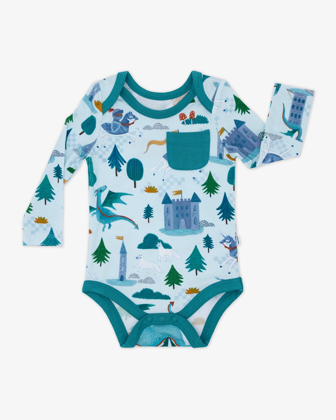 Flat lay of the Knight's Quest Pocket Bodysuit