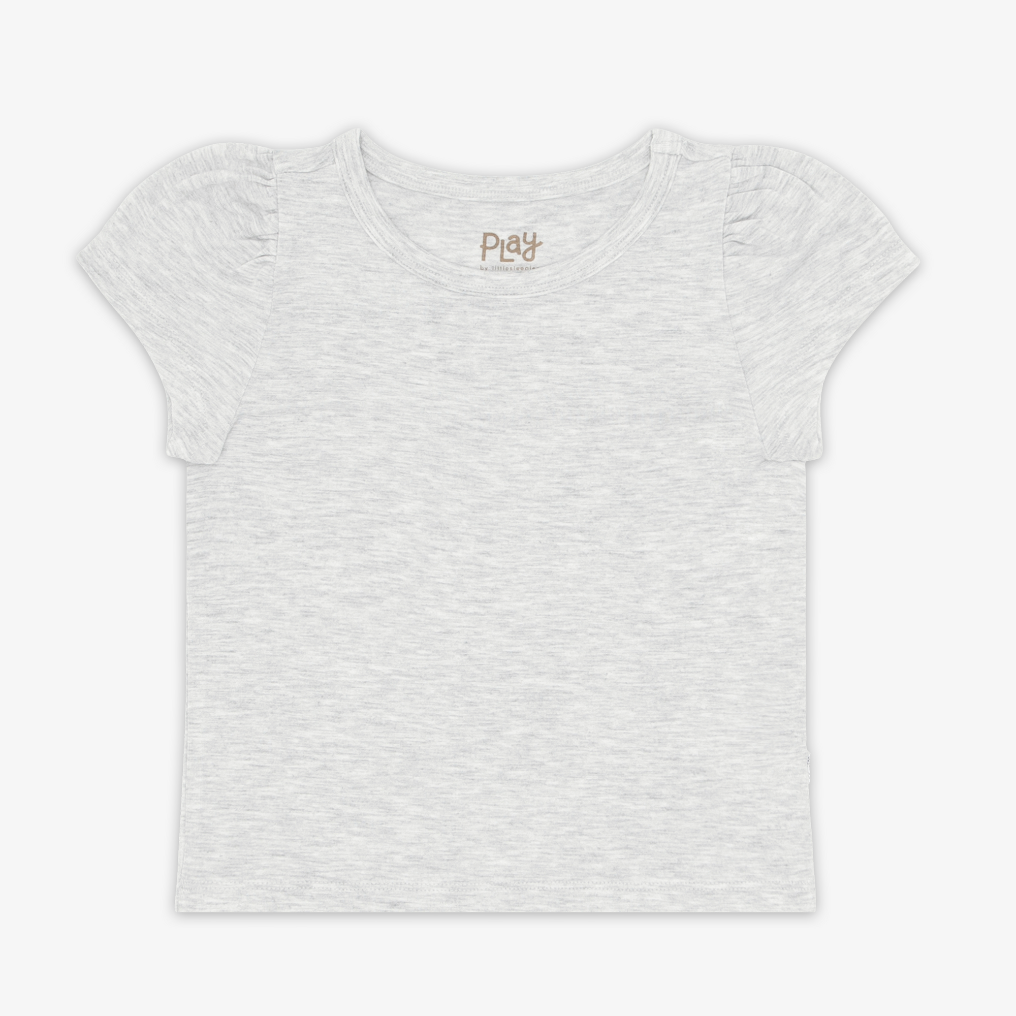 Flat lay of the Light Heather Gray Puff Sleeve Tee