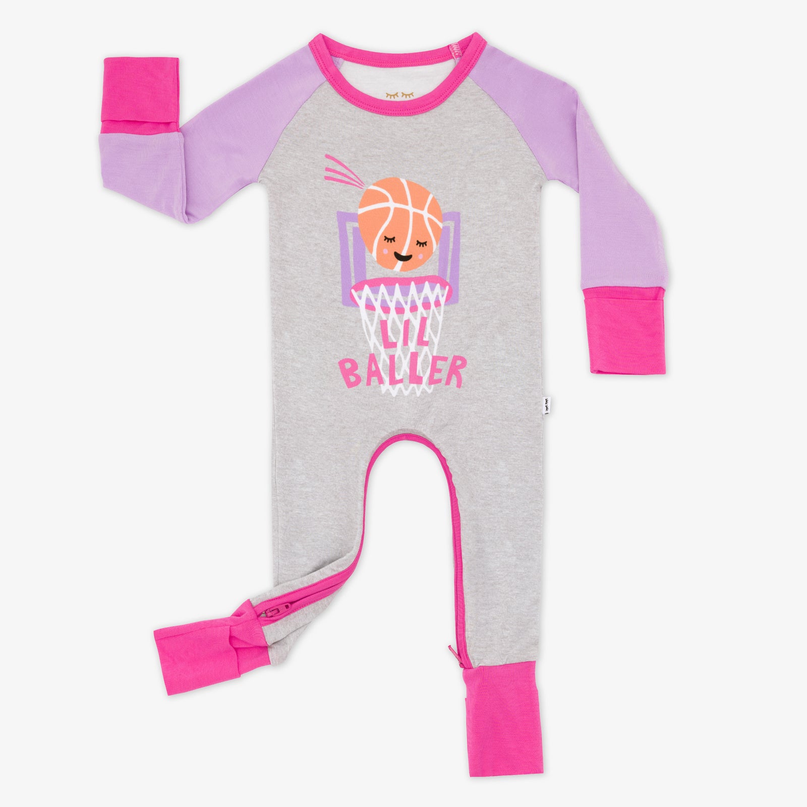 Flat lay of the Pink Slam Dunk Graphic Crescent Zippy