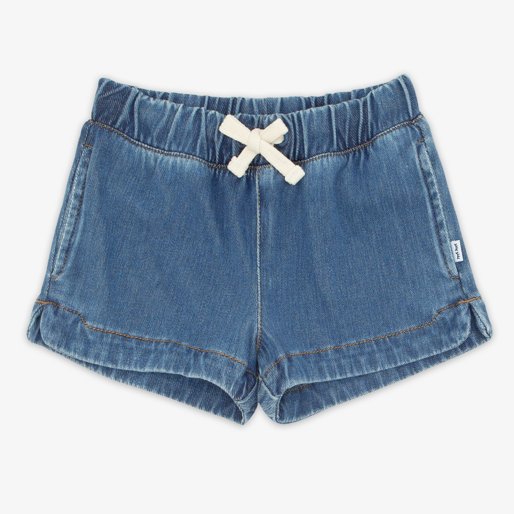 Flat lay of the Midwash Blue Denim Shorts