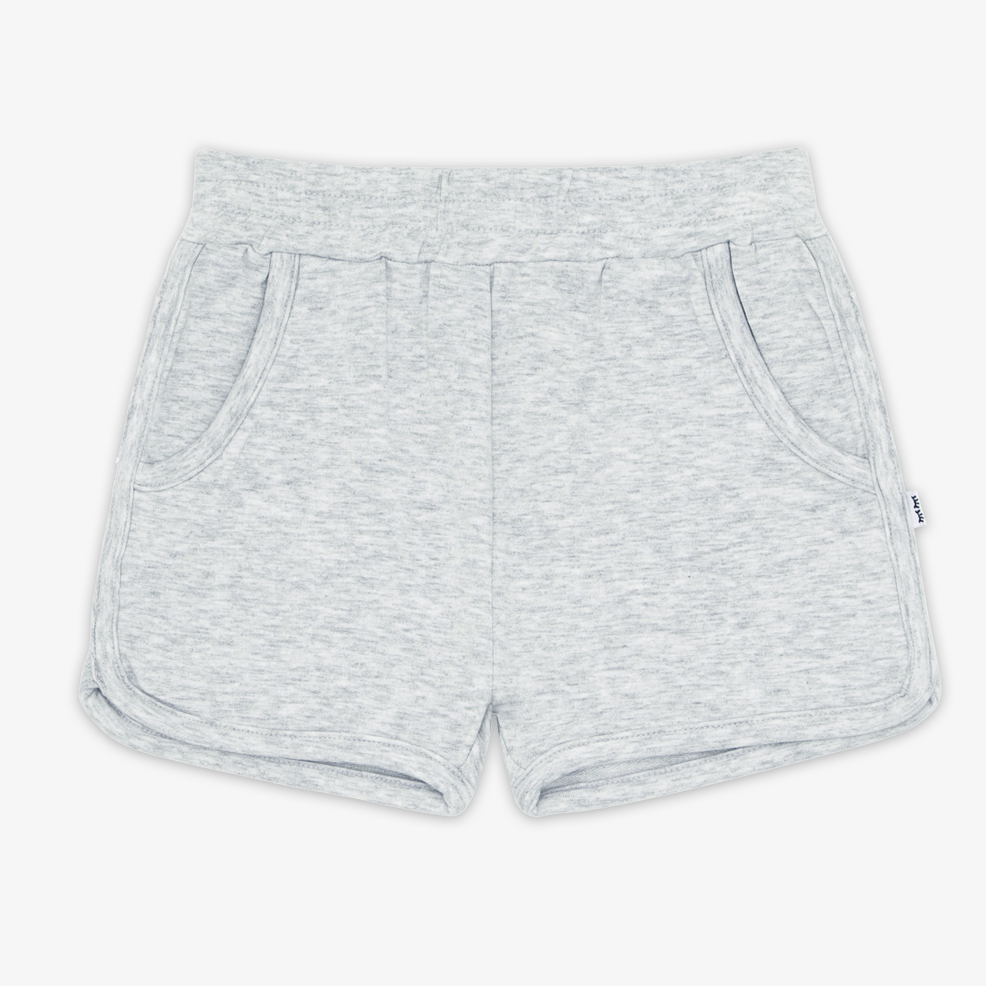 Flat lay of the Light Heather Gray Dolphin Shorts