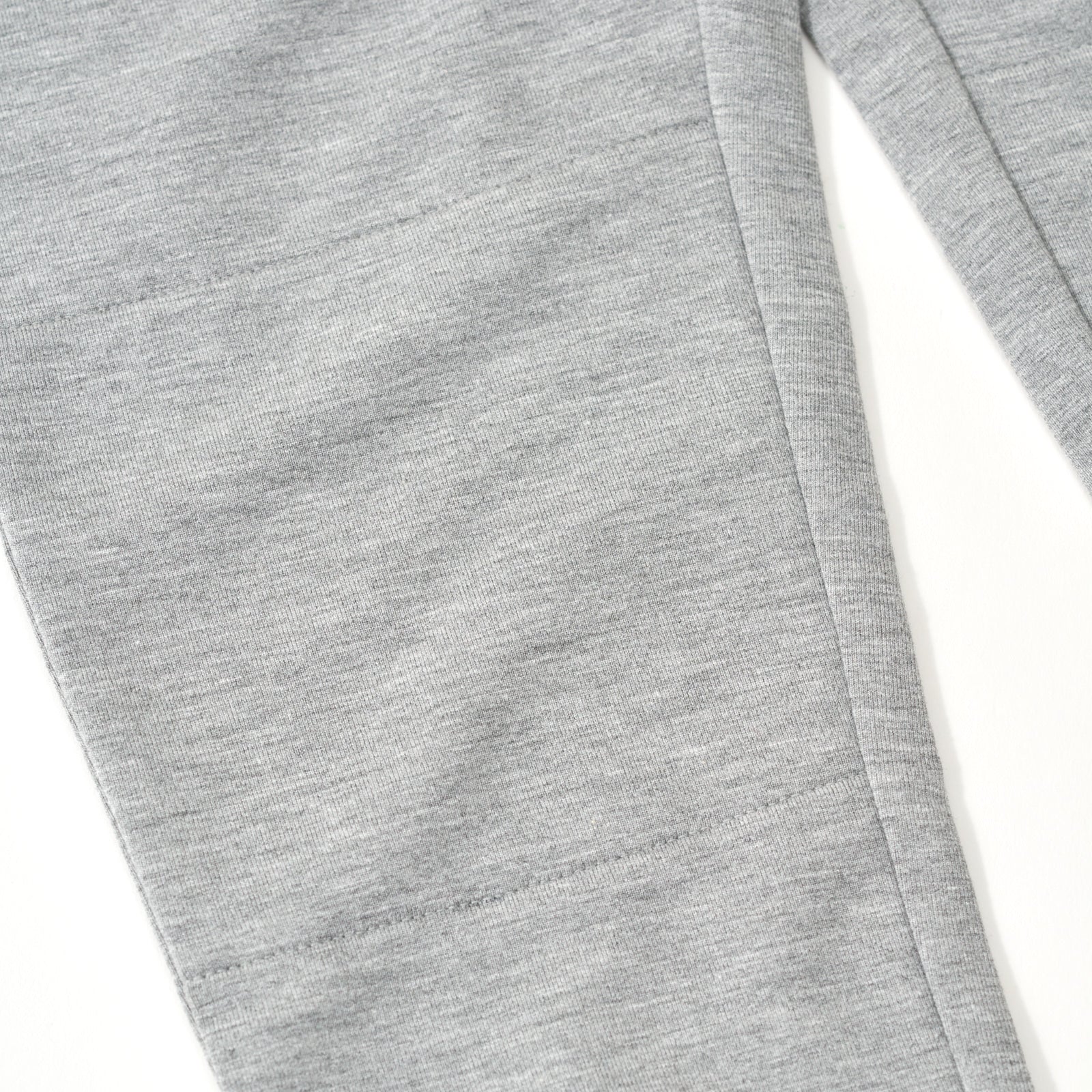 Close up of the knee detail on the Heather Gray Jogger