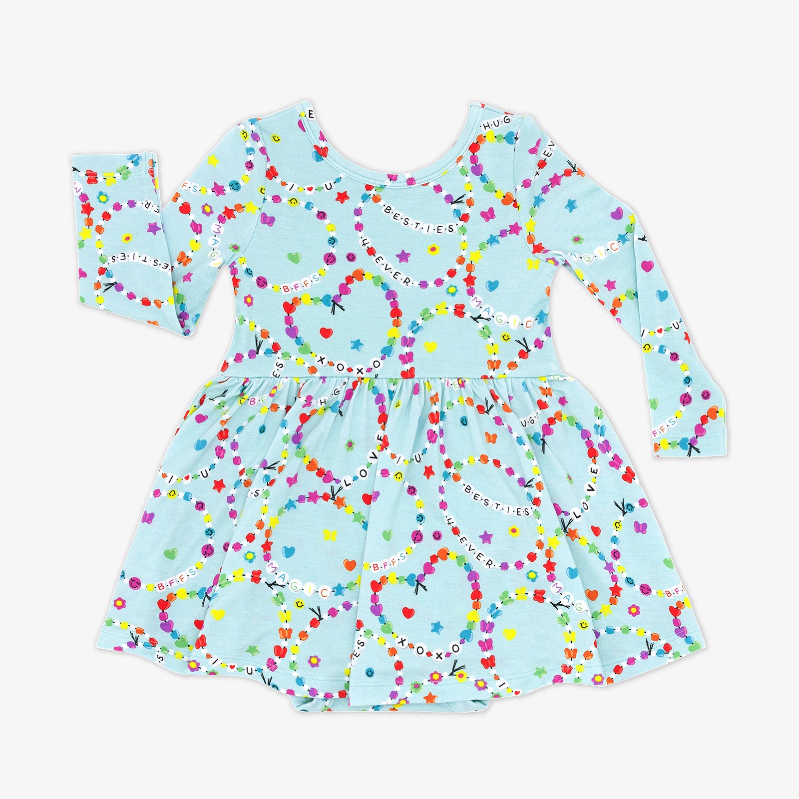 Flat lay of the Friends Forever Twirl Dress with Bodysuit