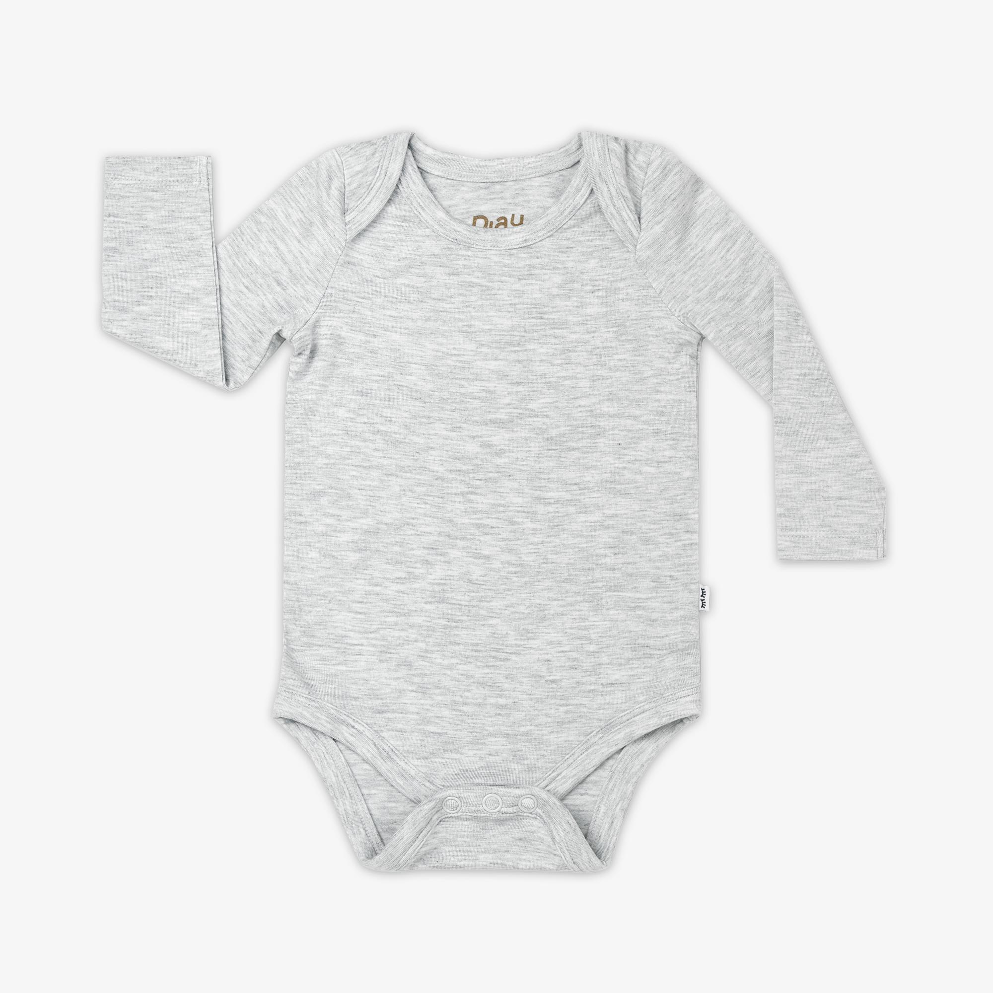 Flat lay of the Light Heather Gray Long Sleeve Bodysuit