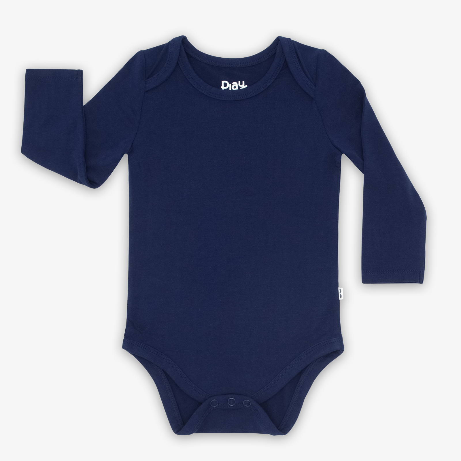 Flat lay image of the Classic Navy Long Sleeve Bodysuit