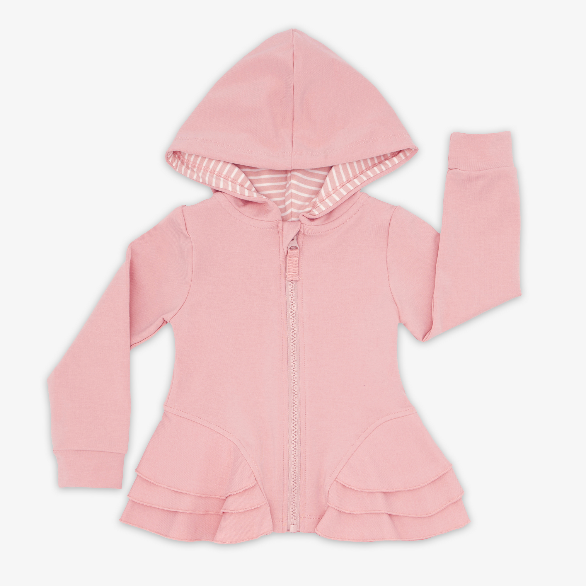 Flat lay of the Mauve Blush Peplum Hoodie