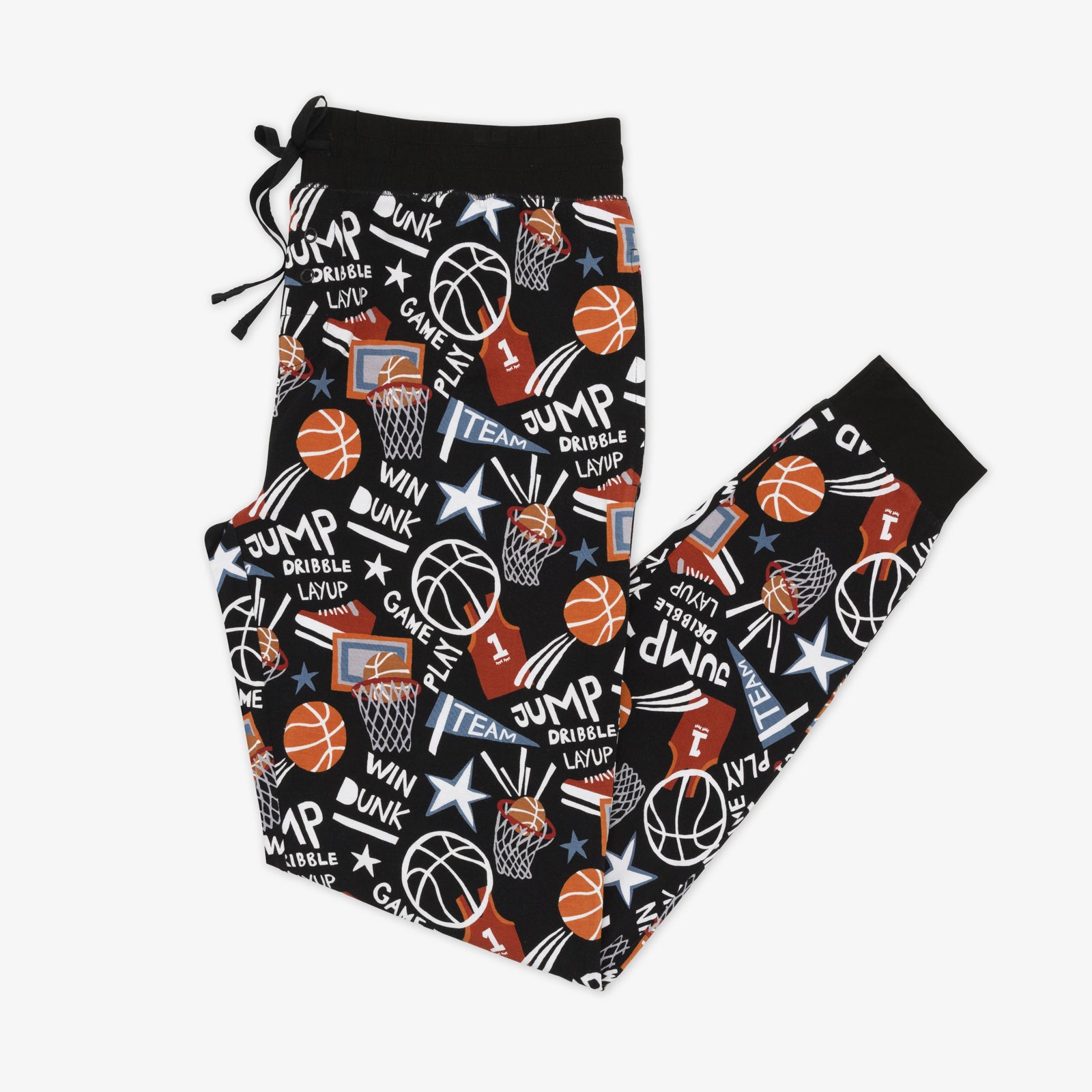 Flat lay of the Black Slam Dunk womens bamboo pajama pants
