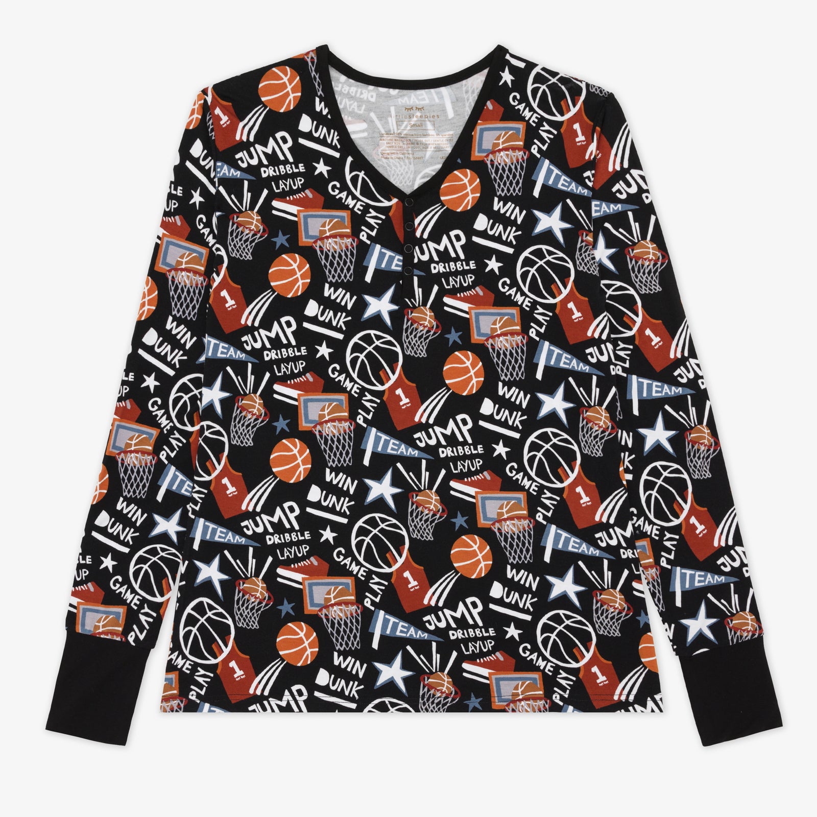 Flay lay of the Black Slam Dunk womens pajama top