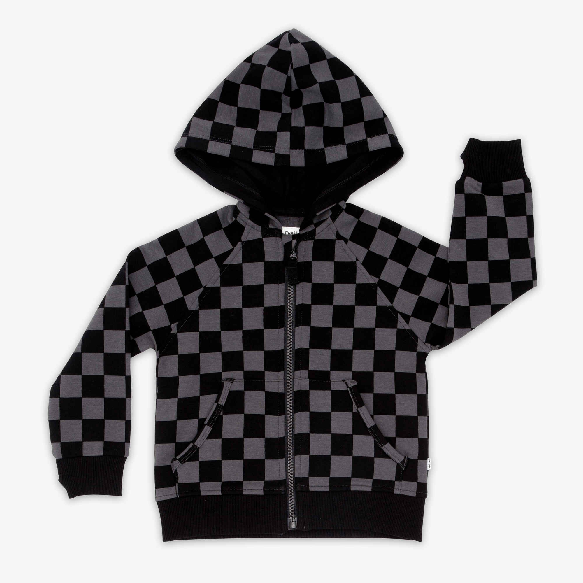 Flat lay of the Monochrome Checks Zip Hoodie