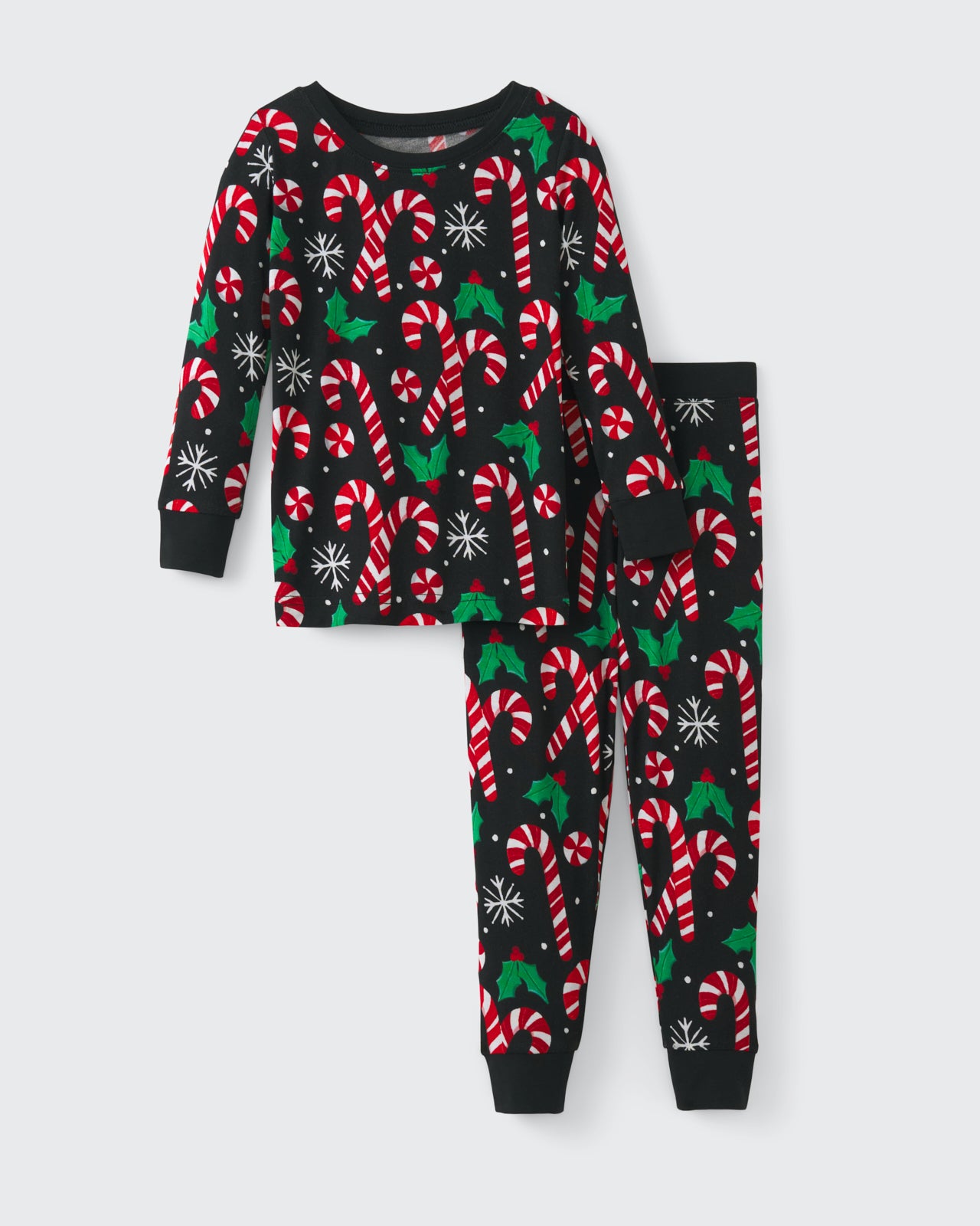 Flat lay of the Merry Mints Two-Piece Pajama Set