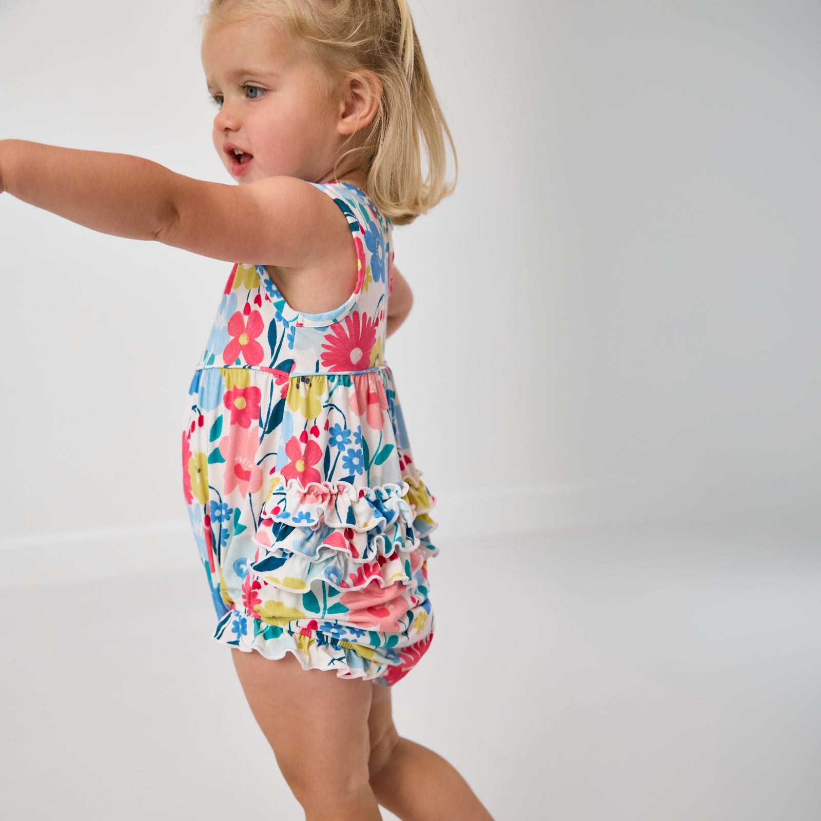 Alternate of girl wearing the Midsummer Meadow Bubble Romper