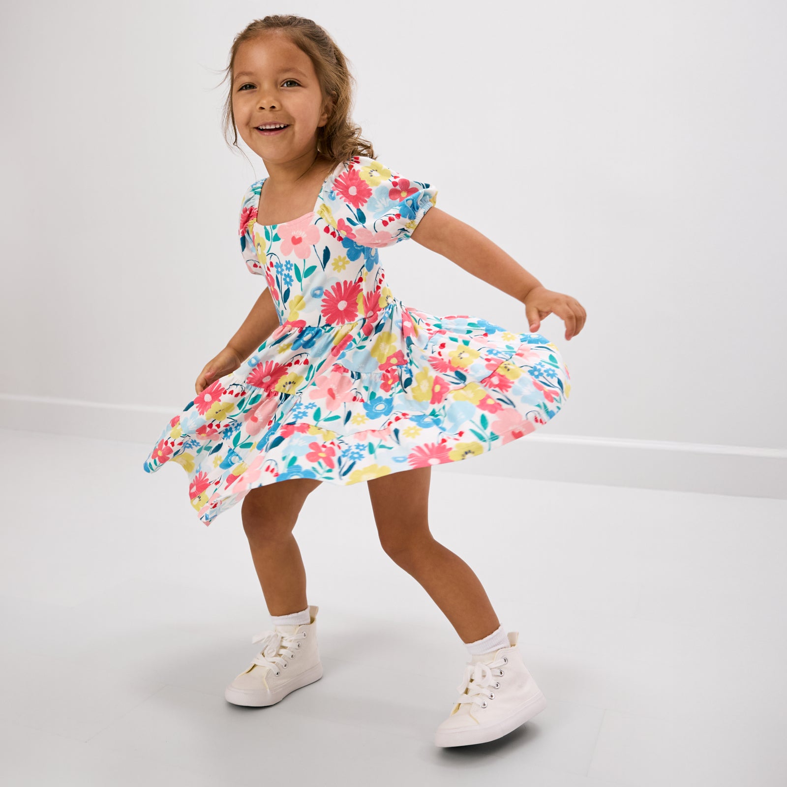 Alternate twirling girl wearing the Midsummer Meadow Peasant Dress