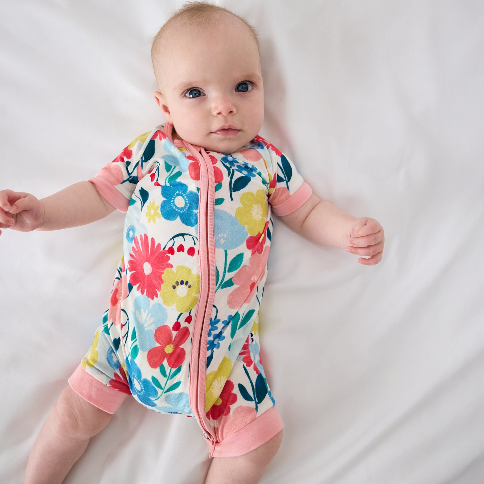 Aerial view of baby in the Midsummer Meadow Shorty Zippy