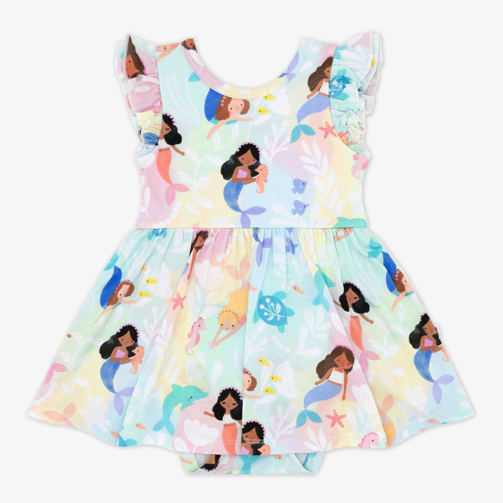 Flat lay of the Mystic Mermaids Flutter Twirl Dress with Bodysuit