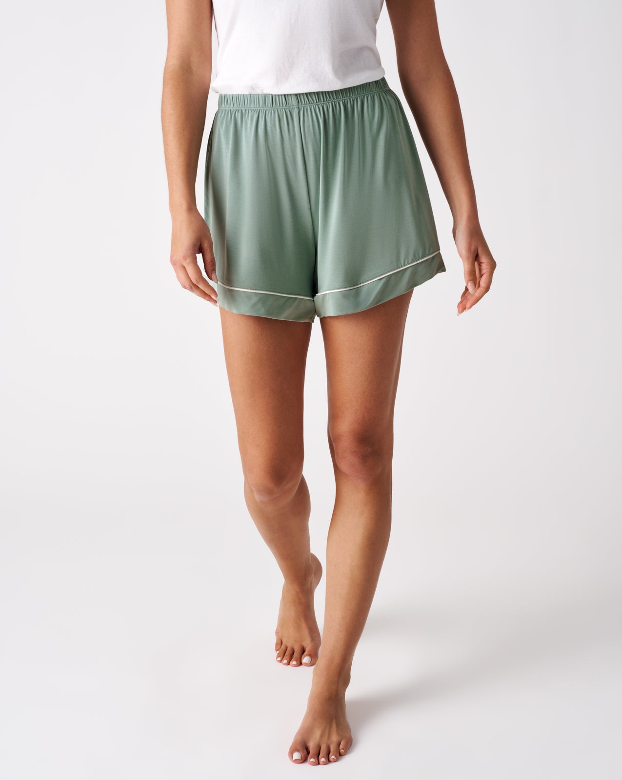 Front view of woman wearing the Willow Women's PJ Shorts
