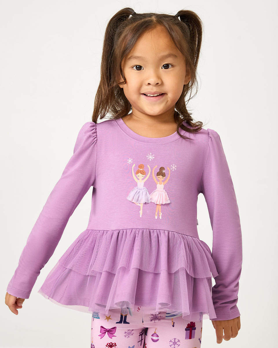 Ballerina Tiered Peplum Top | Little Sleepies