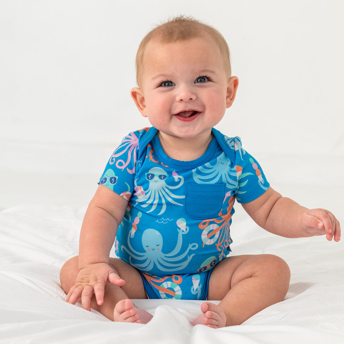 문어 파티 포켓 아기 바디수트