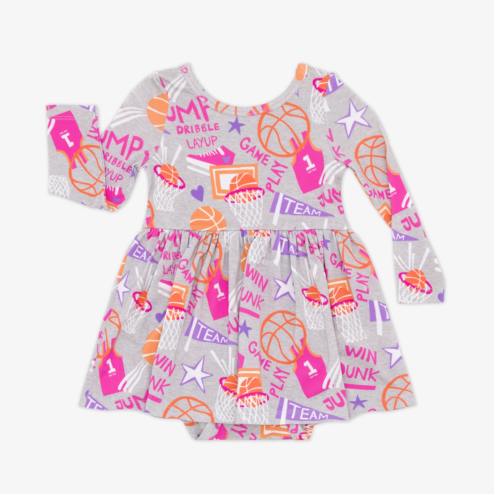 Flat lay of the Pink Slam Dunk Skater Dress with Bodysuit