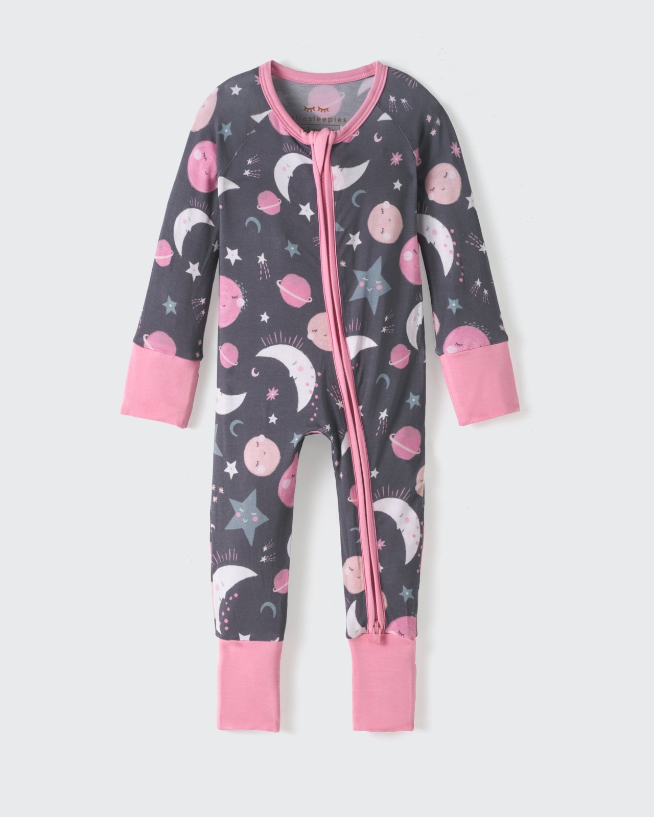 Flat lay of the Pink To the Moon & Back Zippy