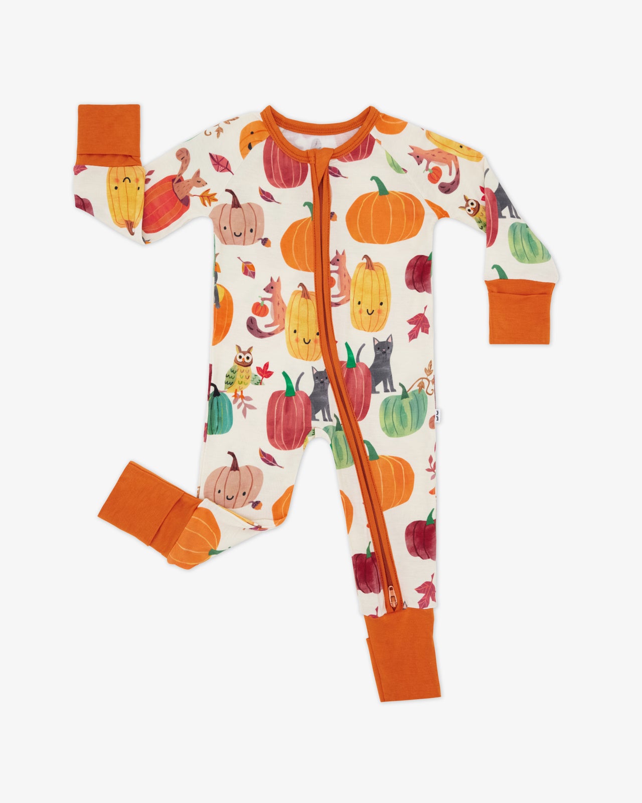 Flat lay of the Pumpkin Pals Zippy