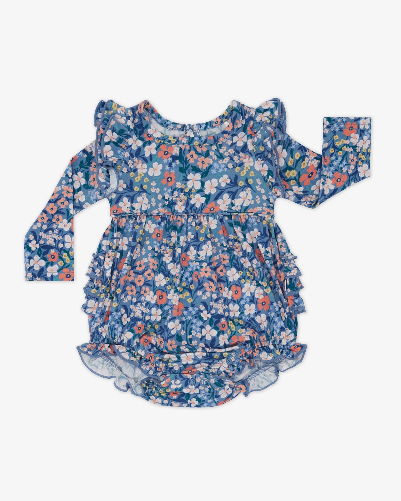 Flat lay of the Petite Petals Bubble Romper