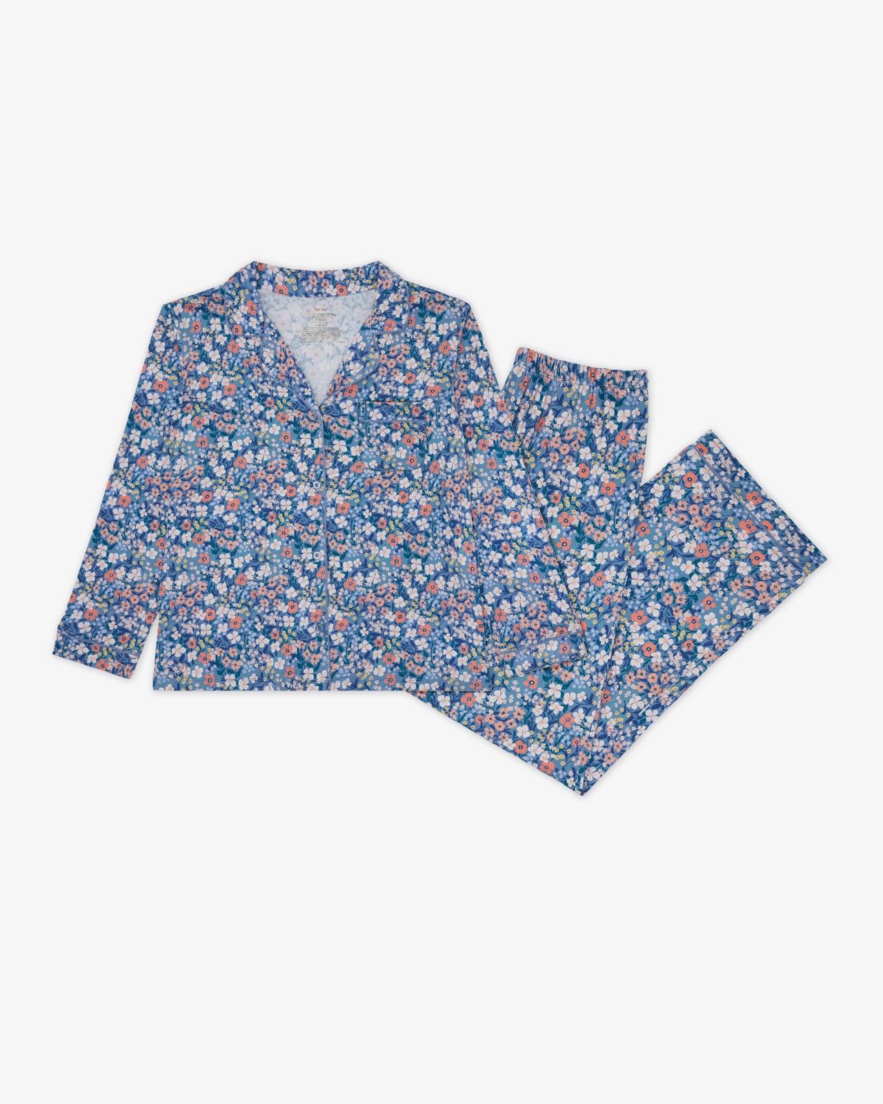 Flat lay of the Petite Petals Women's Long Sleeve Pajama Set