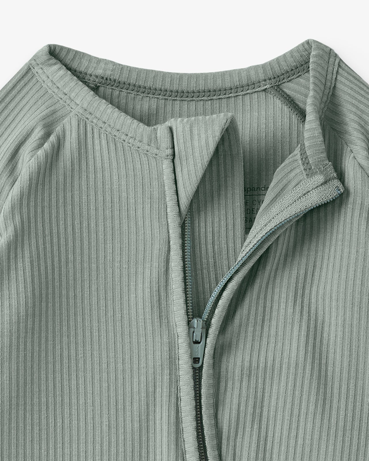 Close up of the neck opening on the Willow Ribbed Zippy