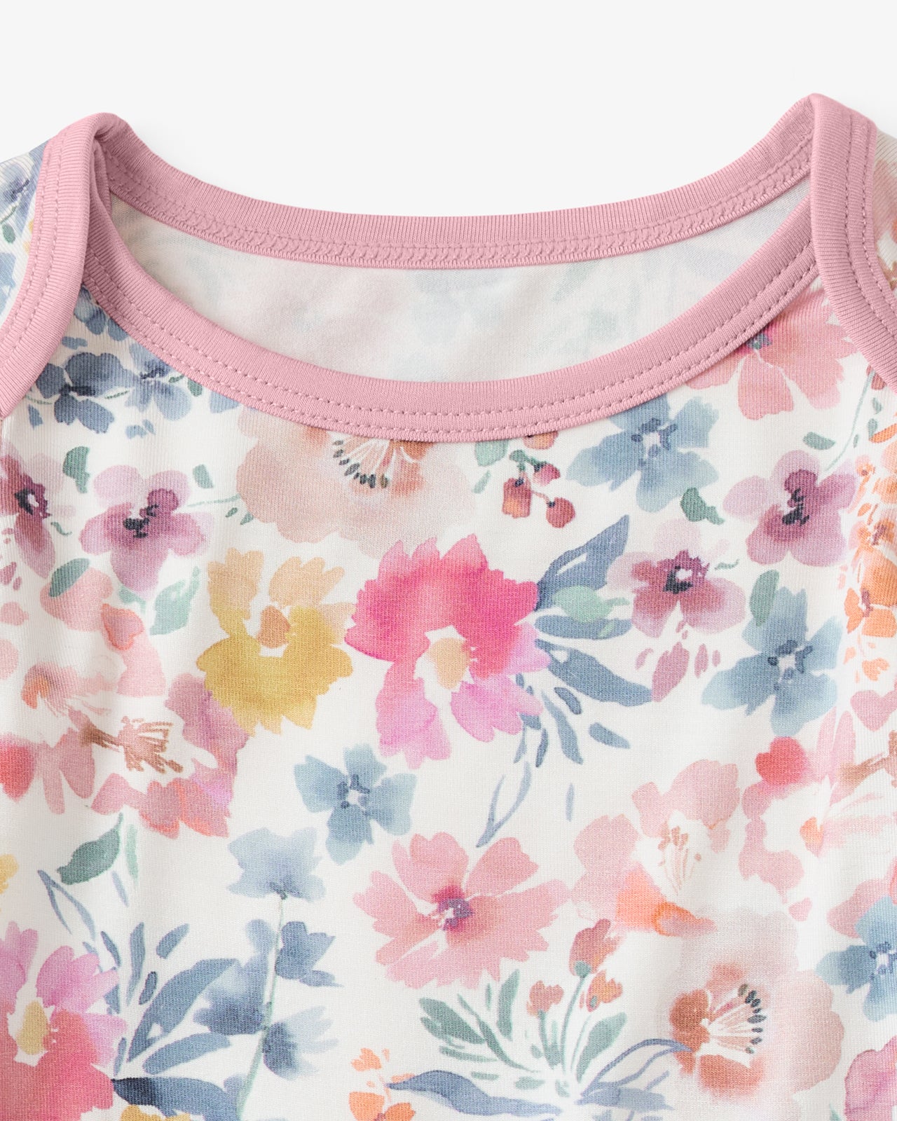 Close up of the neck opening on the Tiny Blooms Crescent Zippy