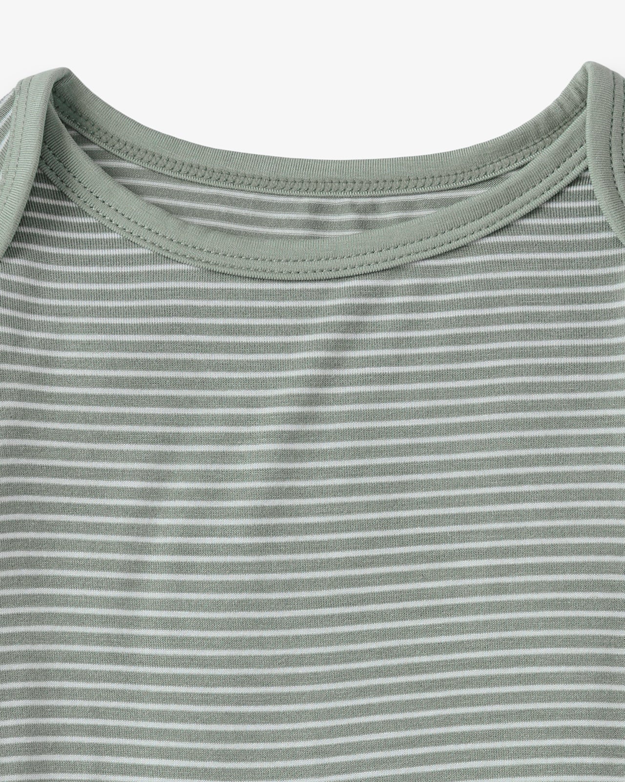 Close up of the neck opening on the Willow Stripe Crescent Zippy