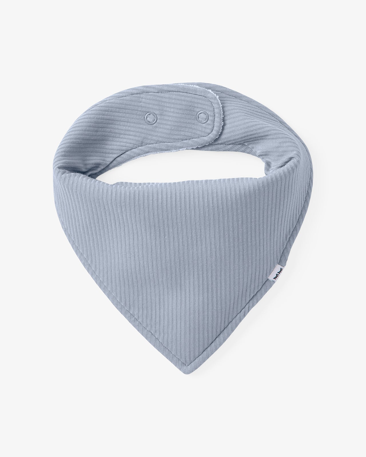 Flat lay of the Light Fog Ribbed Bandana Bib